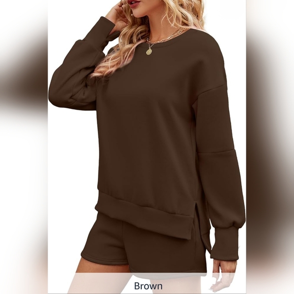 NWT Women 2 Piece Brown Sweatsuit sz Large - Picture 2 of 3